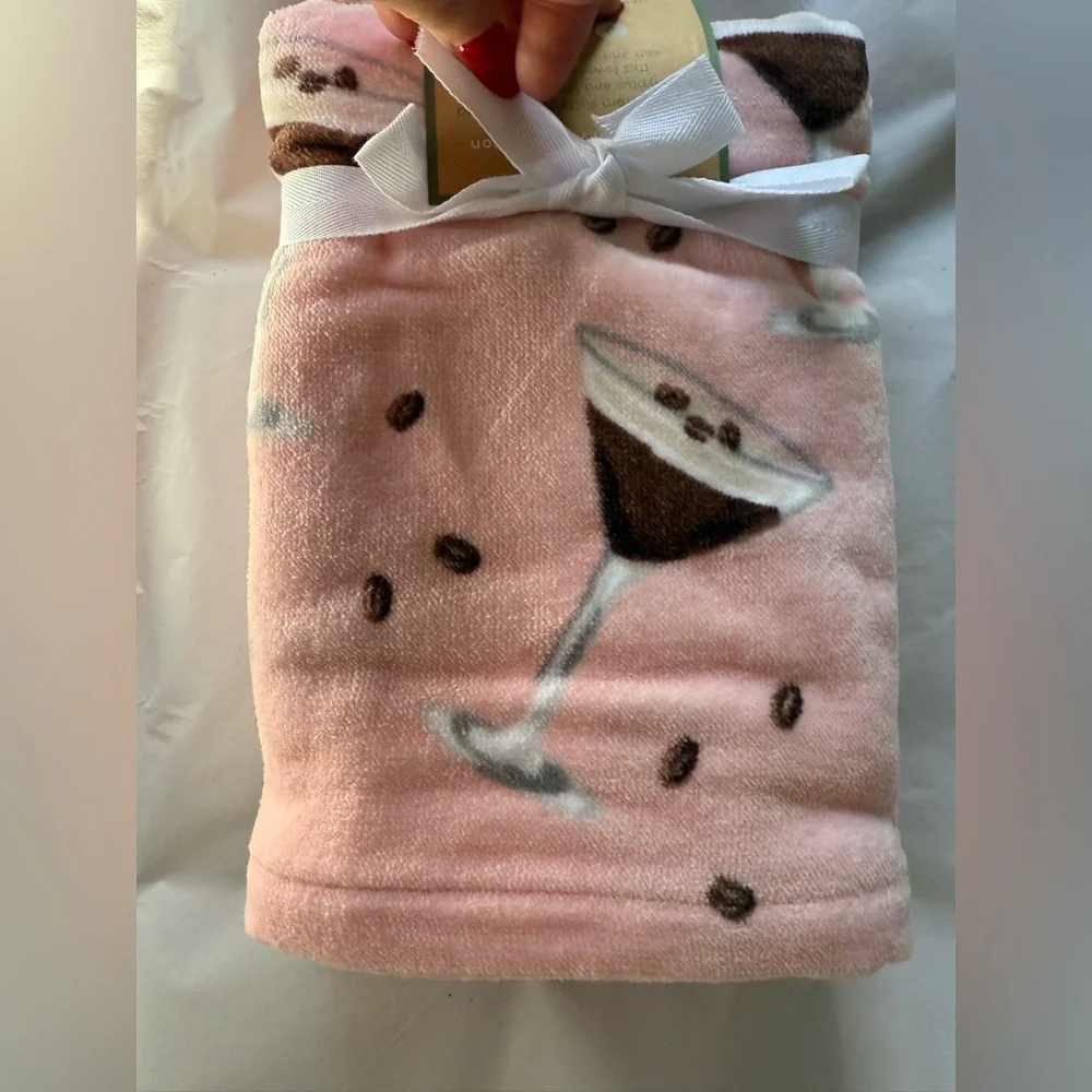 Two Pink Martini Print Hand Towels
